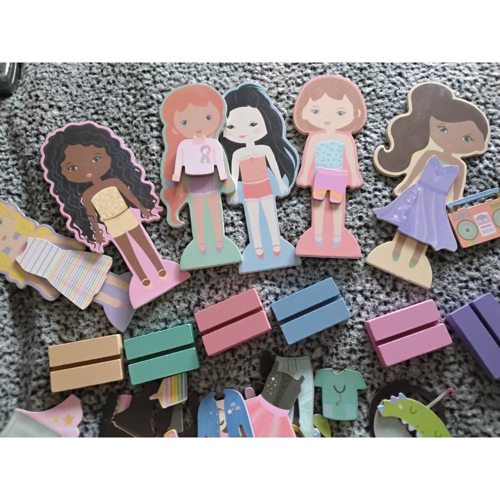 Story Magic Wooden Magnetic Dress Up Dolls Set Horizon Group USA 1536378 5 Dolls